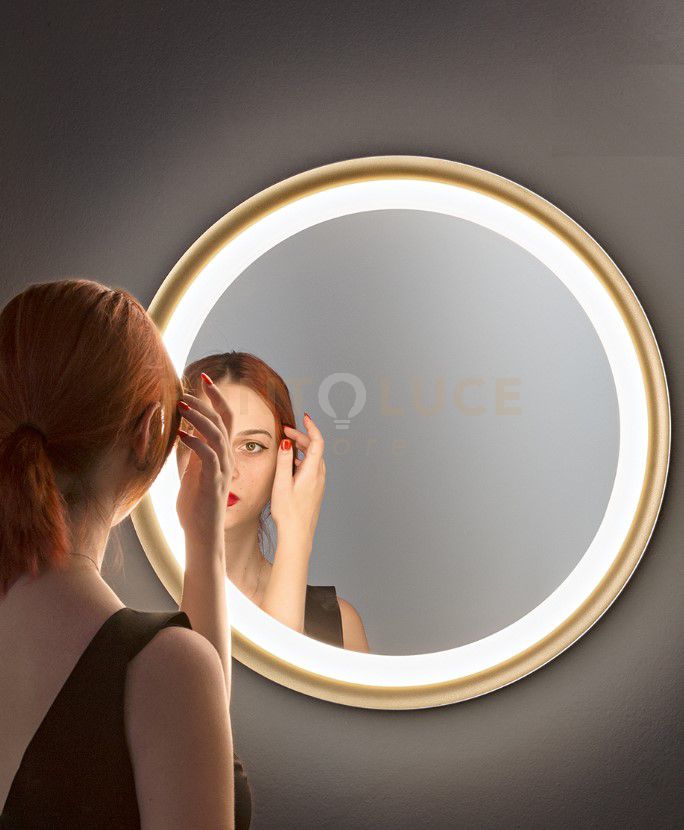 foto del prodotto perenz illumina plafoniera led 59w 4130lm 3000k mir in alluminio oro interno specchiato d.60cm