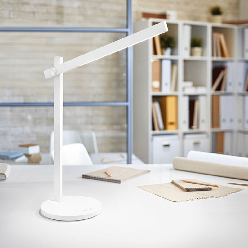 foto del prodotto perenz lampada da scrivania contemporanea ruler metallo bianco acrilico led 7w 3000k