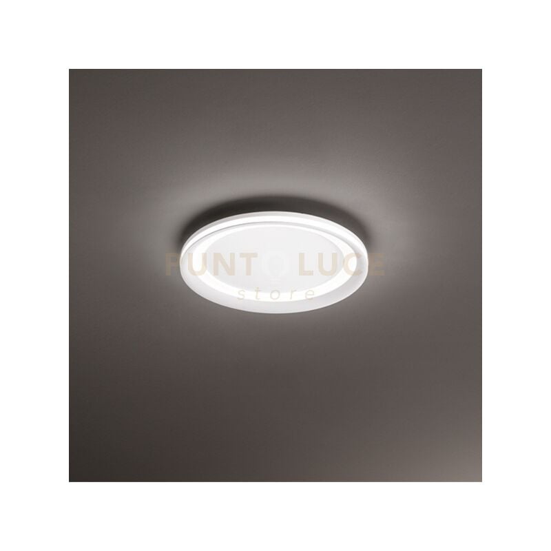 foto del prodotto perenz plafoniera edge in alluminio colore bianco a led 66w 4620lm 3000k d.60cm diffusore silicone e acrilico doppia emissione