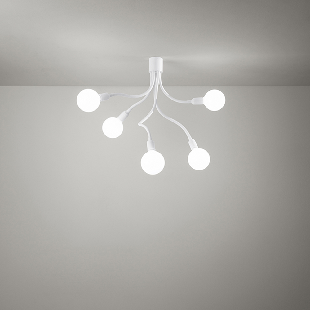foto del prodotto perenz plafoniera industrial minimal nordico bulbo metallo bianco 5 luci e27