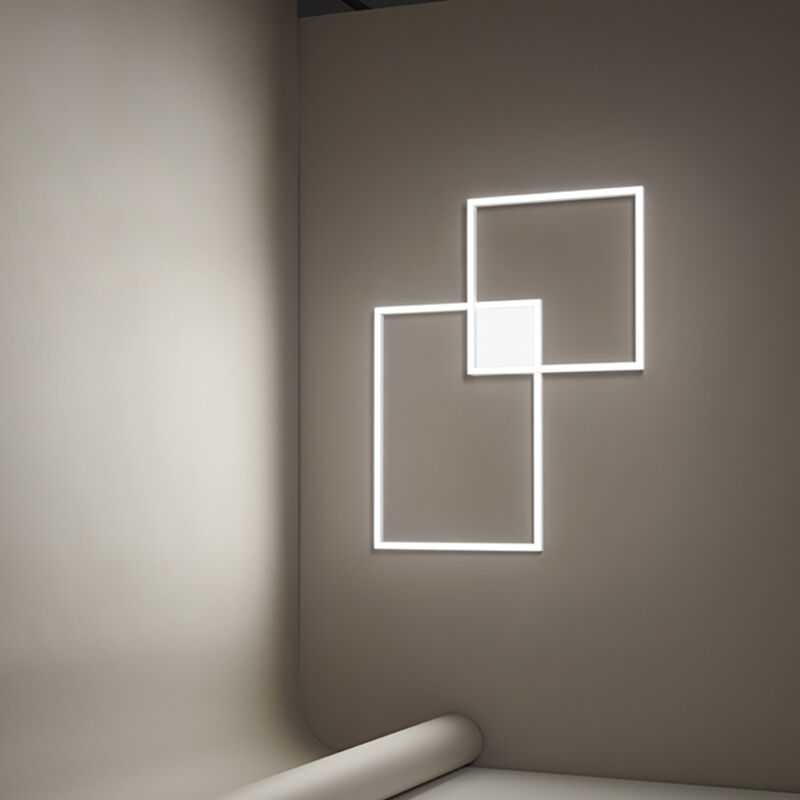 foto del prodotto perenz plafoniera moderna cross metallo bianco acrilico led 64w 3000k