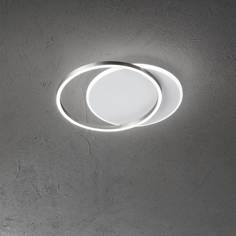 foto del prodotto perenz plafoniera moderna orbit alluminio bianco acrilico grigio led 43w 3000k