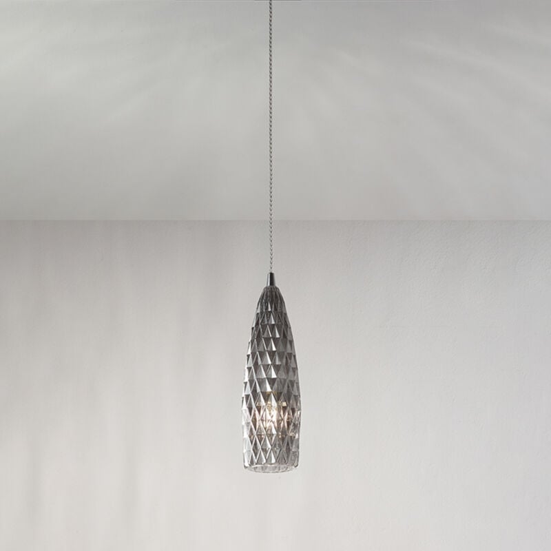 foto del prodotto perenz sospensione contemporanea flut metallo cromo vetro fum 1 luce e27