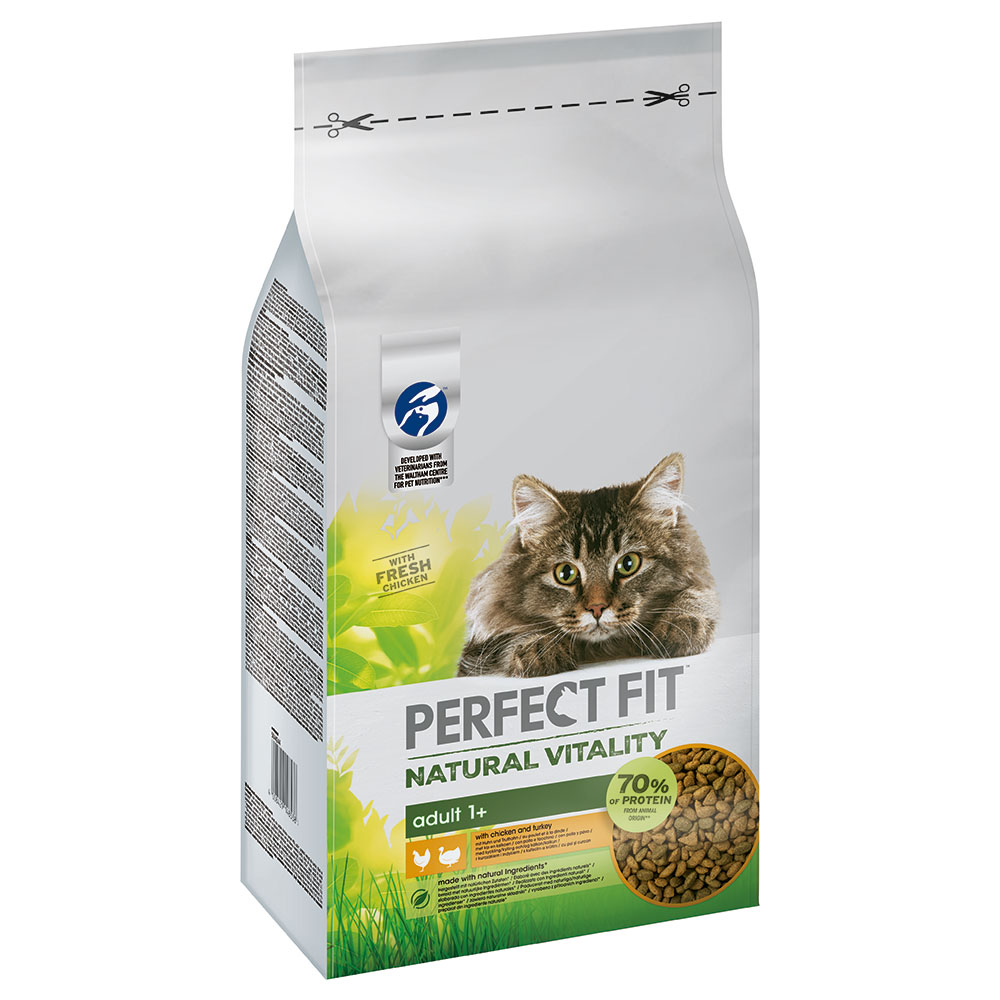 foto del prodotto perfect fit natural vitality adult 1 pollo tacchino crocchette per gatti 6 kg