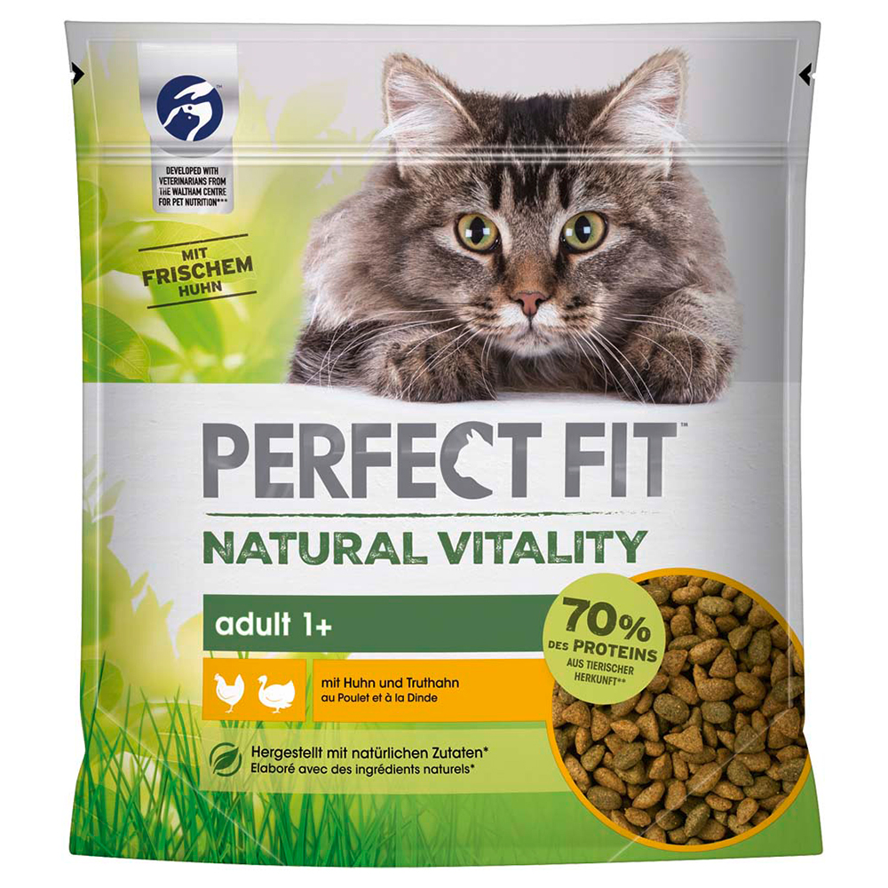 foto del prodotto perfect fit natural vitality adult 1 pollo tacchino crocchette per gatti 650 g