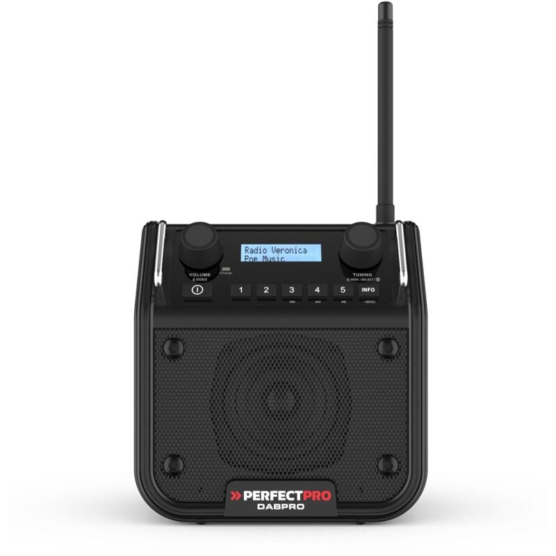 foto del prodotto perfectpro radio da cantiere dabpro con funzionamento a rete o con batterie ricaricabili 4x c