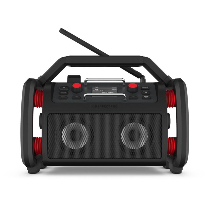 foto del prodotto perfectpro rockpro radio da cantiere con batteria integrata caricabatterie