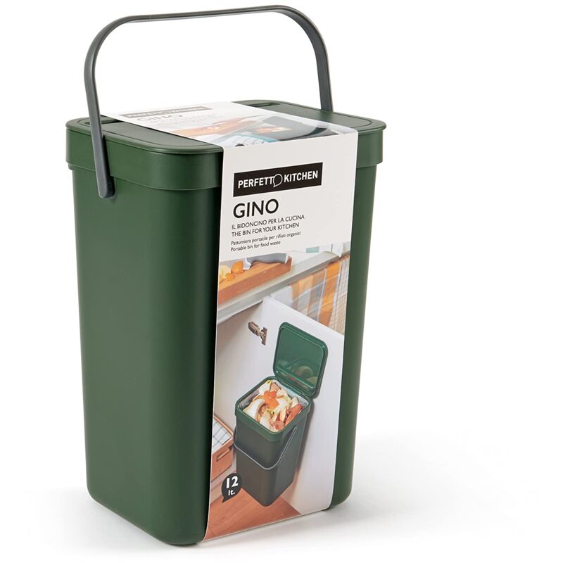 foto del prodotto perfetto pattumiera umido rifiuti organici da appendere coll. gino 12 lt. verde bosco