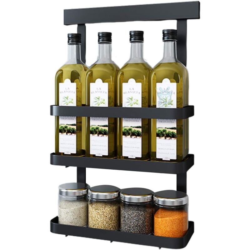 foto del prodotto perforated storage rack for pots,cutting board,stainless steel kitchen accessory,three layer spice rack