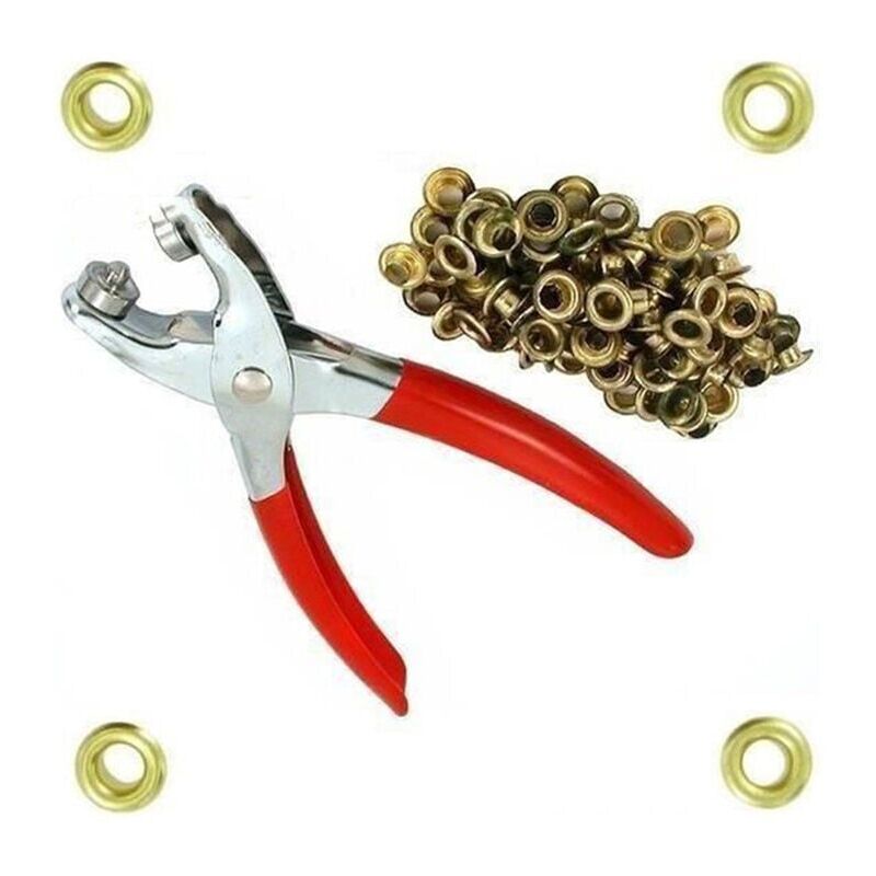 foto del prodotto perforatrice, pinza per occhielli 100 nuovi occhielli di qualit rossi fuienko