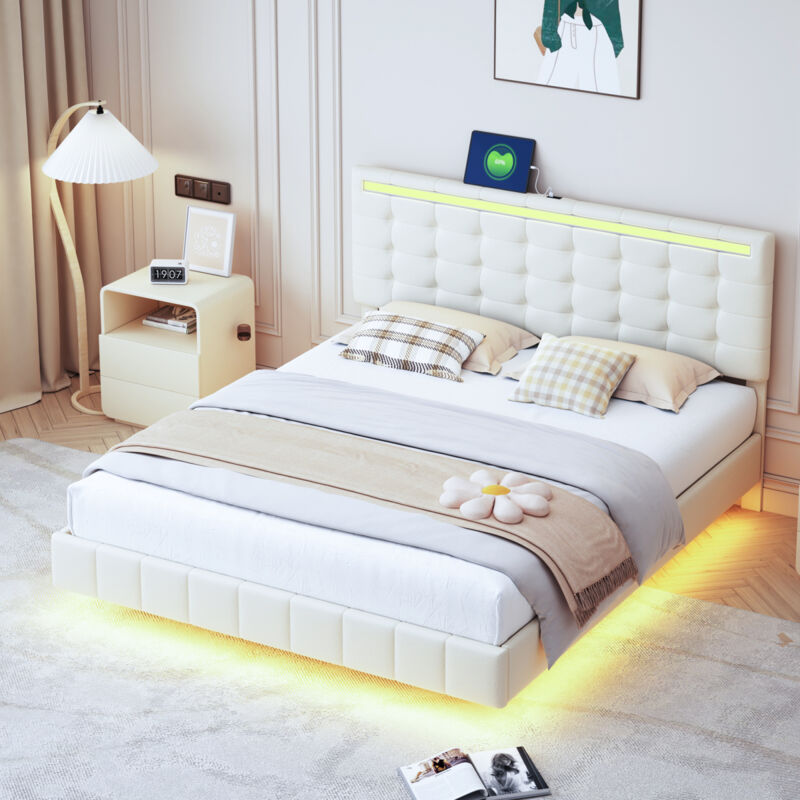 foto del prodotto pergar letto matrimoniale 160x200,letto adulti 160x200,con rete a doghe, testiera regolabile, ricarica usb, luce led orientabile, tessuto di lino,