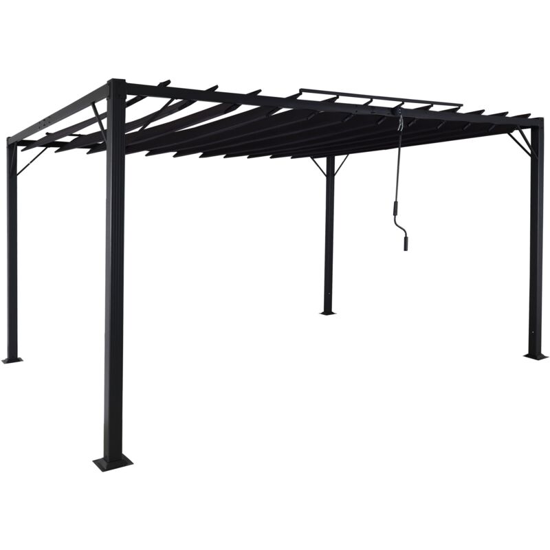 foto del prodotto pergola a stecche da giardino, padiglione per terrazza, tenda da sole 8 cm, struttura in alluminio, tessuto tessuto 3 x 4 m, antracite 040008119
