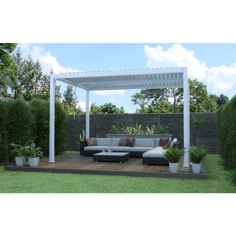 foto del prodotto pergola bioclimatica 3x4 mt in alluminio con lamelle orientabili manualmente solarium darkgrey