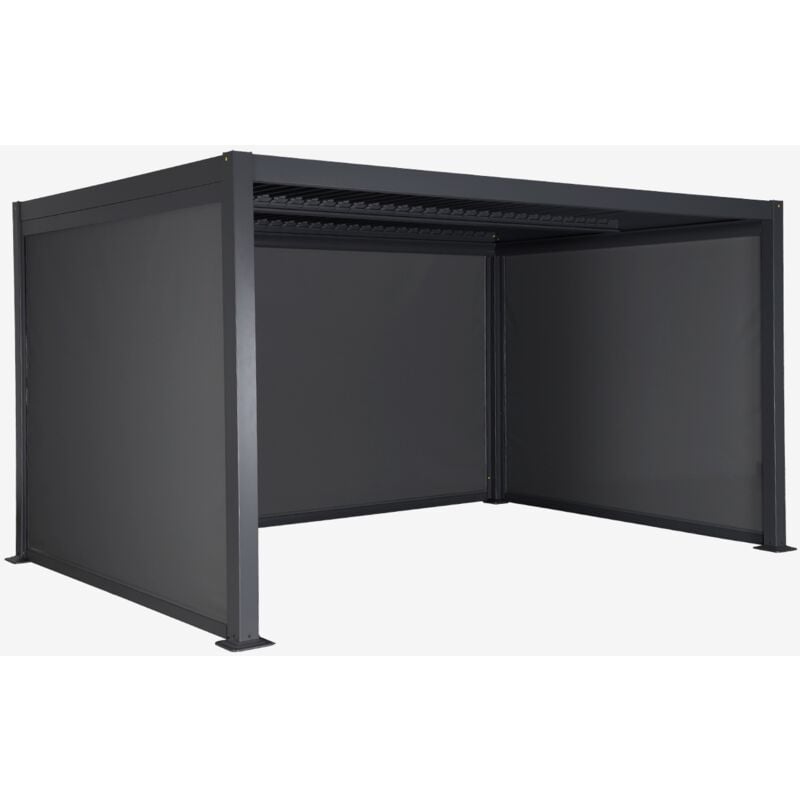 foto del prodotto pergola bioclimatica 3x4m in alluminio e acciaio + 2 tende 3m + 1 tenda 4m