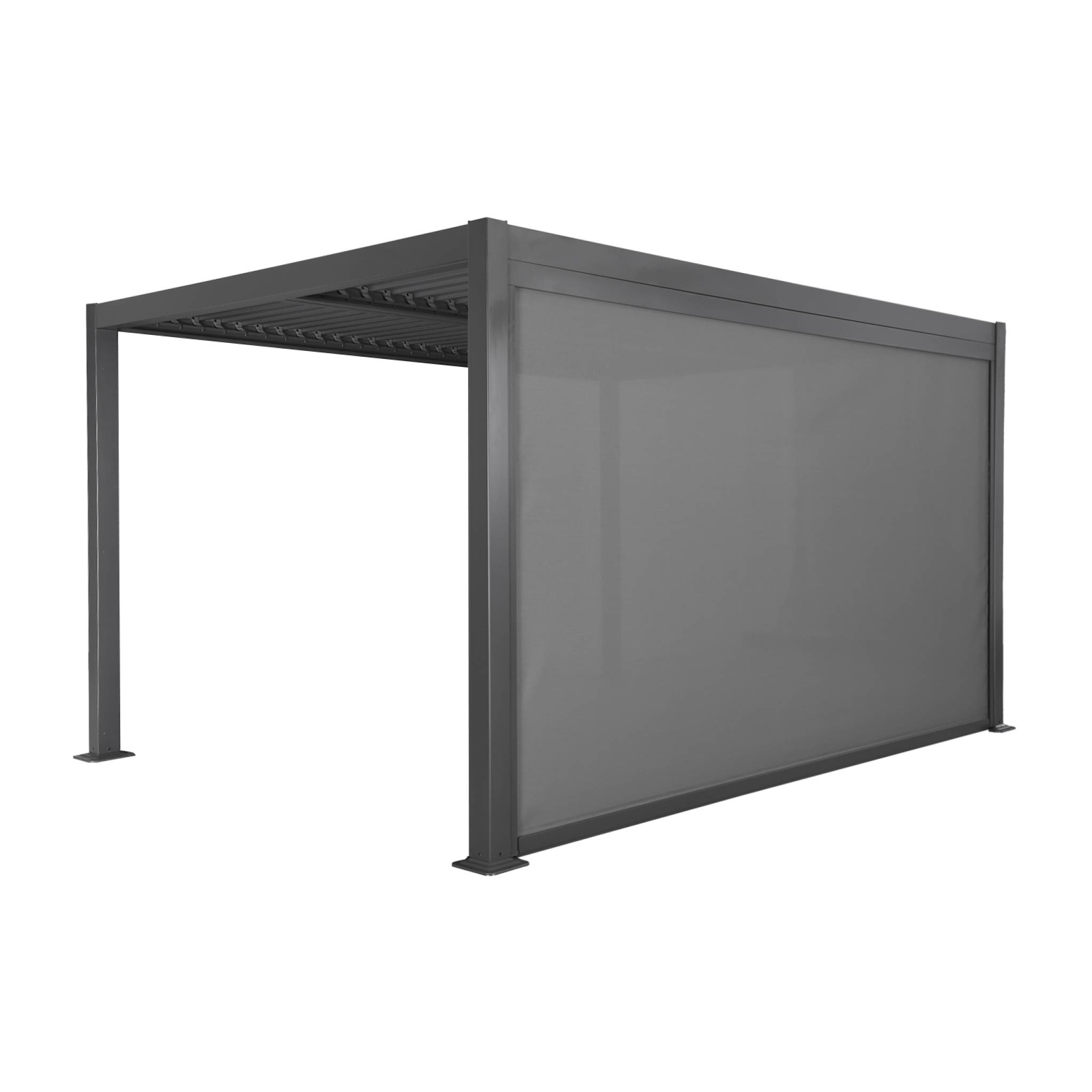 foto del prodotto pergola bioclimatica 3x4m in alluminio e acciaio + tenda 4m, antracite