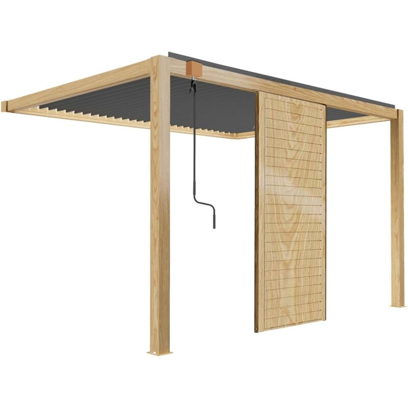 foto del prodotto pergola bioclimatica addossata 3 x 4 m con 1 zanzariera