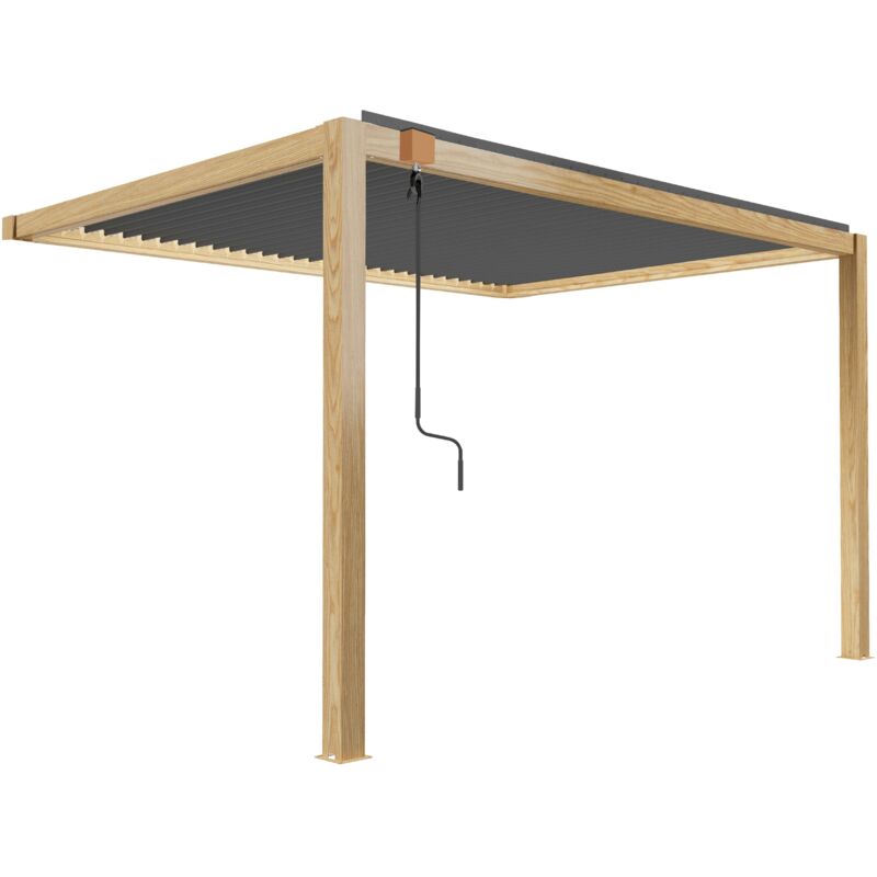 foto del prodotto pergola bioclimatica addossata 3 x 4 m con decoro legno