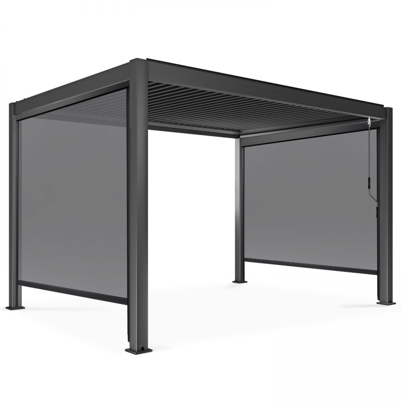 foto del prodotto pergola bioclimatica autoportante 3x4m con 2 tende 2,66x2,34 m grigie