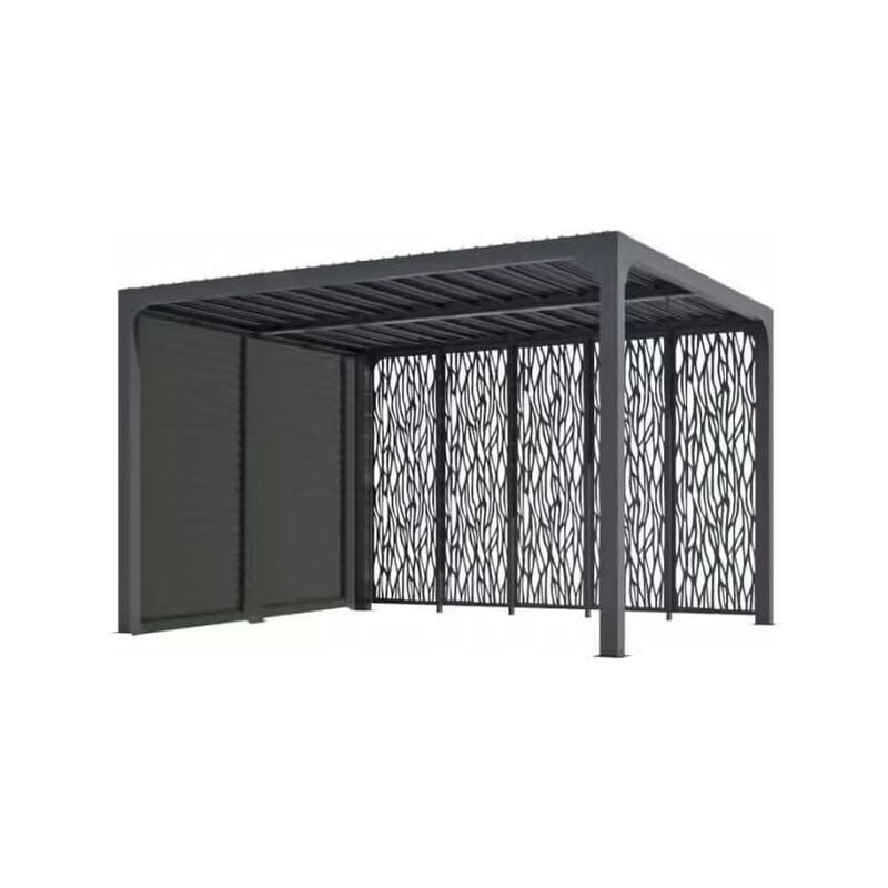 foto del prodotto pergola bioclimatica foresta gazebo in alluminio, apertura manuale, 360x300 con veneziane e pannelli