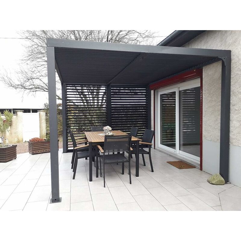foto del prodotto pergola bioclimatica foresta gazebo in alluminio, apertura manuale, 360x300 con veneziane su lato da 300.