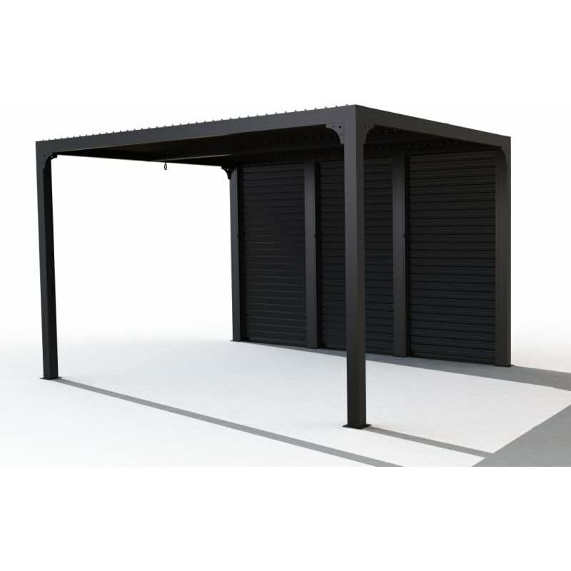 foto del prodotto pergola bioclimatica foresta gazebo in alluminio, apertura manuale, 360x300 con veneziane su lato da 360
