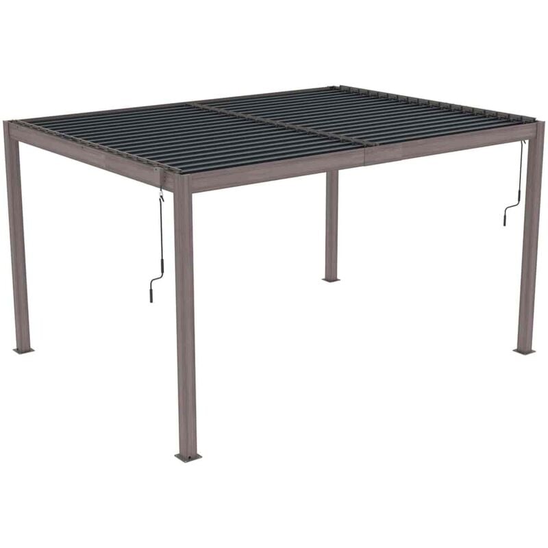 foto del prodotto pergola bioclimatica gardiun hampshire 3x4 di 12m2 gazebo da giardino fabbricato in alluminio e acciaio zincato effetto legno