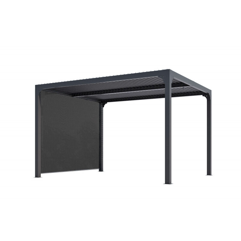 foto del prodotto pergola bioclimatica in alluminio 360x300 con tenda laterale grigia