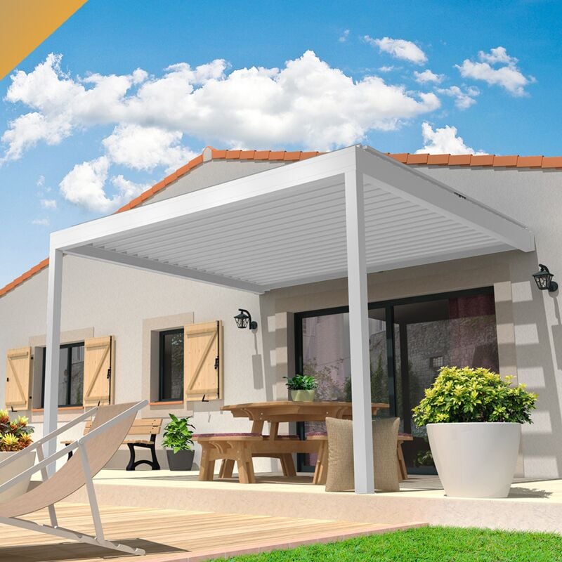 foto del prodotto pergola bioclimatica lolite 4,00x4,613 m cilindro a telecomando bianco 