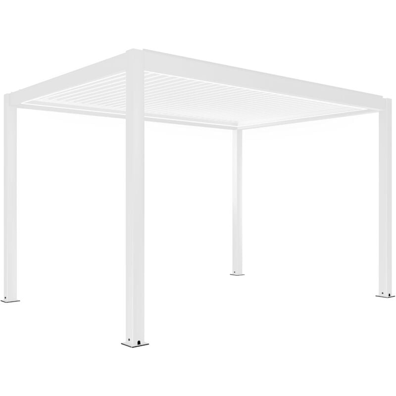 foto del prodotto pergola bioclimatica motorizzata autoportante in alluminio 3x4m bianco