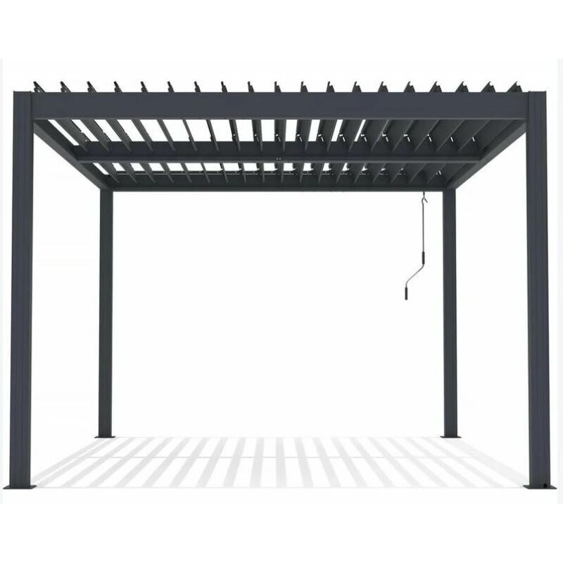 foto del prodotto pergola bioclimatica mt 3x3x250 h con lame in alluminio e sistema scarico acqua piovana antracite