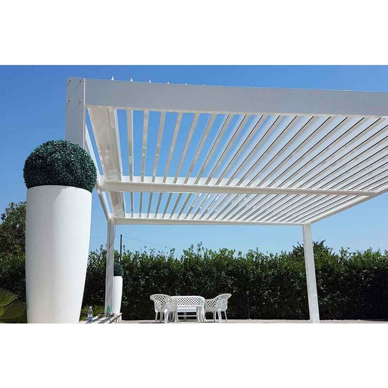 foto del prodotto pergola bioclimatica mt 3x4x250 h con lame in alluminio e sistema scarico acqua piovana bianco