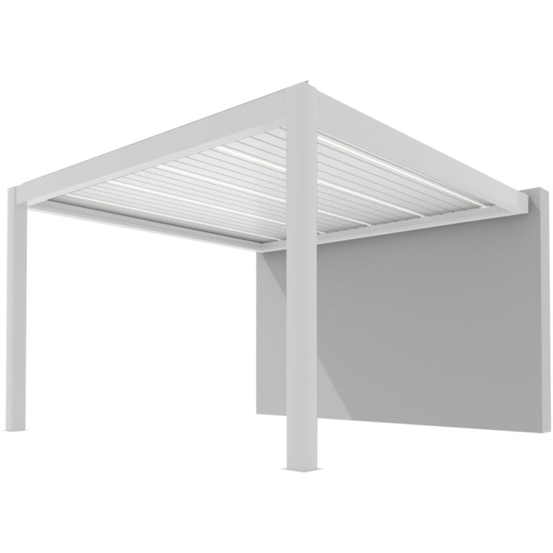 foto del prodotto pergola bioclimatica summer bianca 4x4 addossata motorizzata led