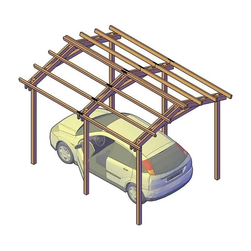foto del prodotto pergola carport in legno 300x450 cm, in pino impregnato, made in italy