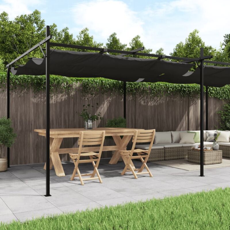 foto del prodotto pergola con tetto retrattile antracite 589x292x230 cmcod mxl 131743