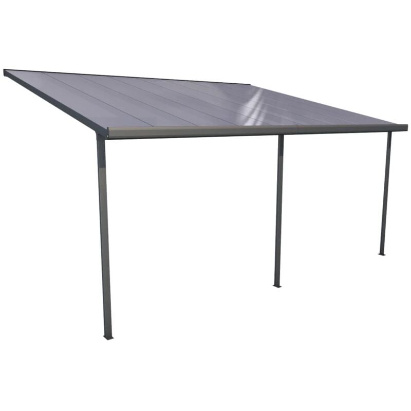 foto del prodotto pergola da esterno ""patio"" in alluminio antracite e policarbonato opale, 5x3 metri