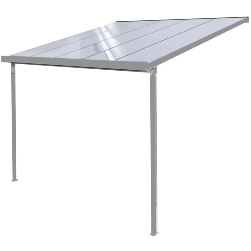 foto del prodotto pergola da esterno patio in alluminio antracite e policarbonato trasparente, 3x4 metri