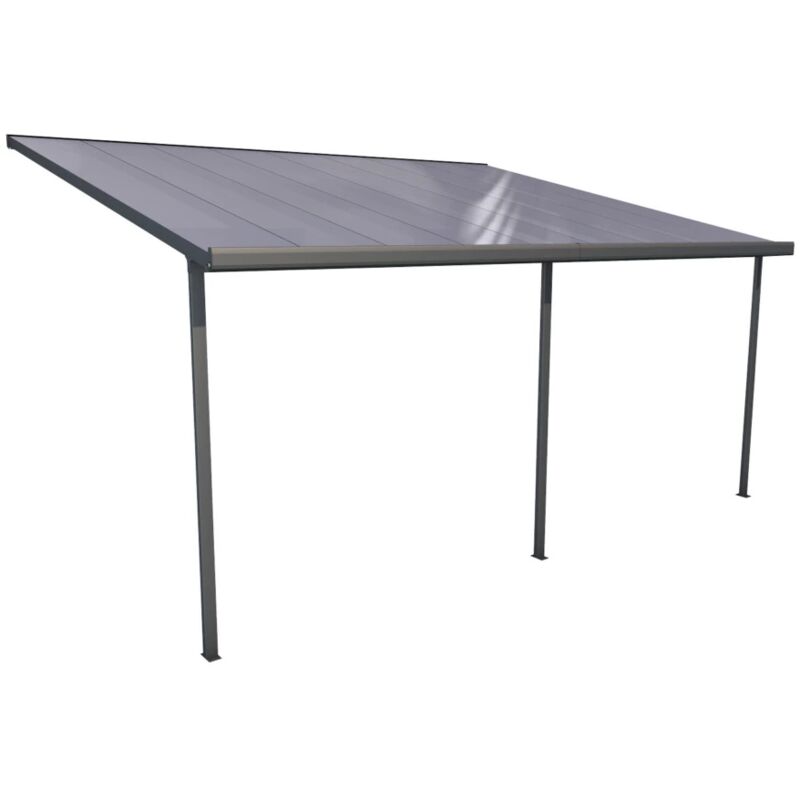 foto del prodotto pergola da esterno patio in alluminio antracite e policarbonato trasparente, 4x5 metri