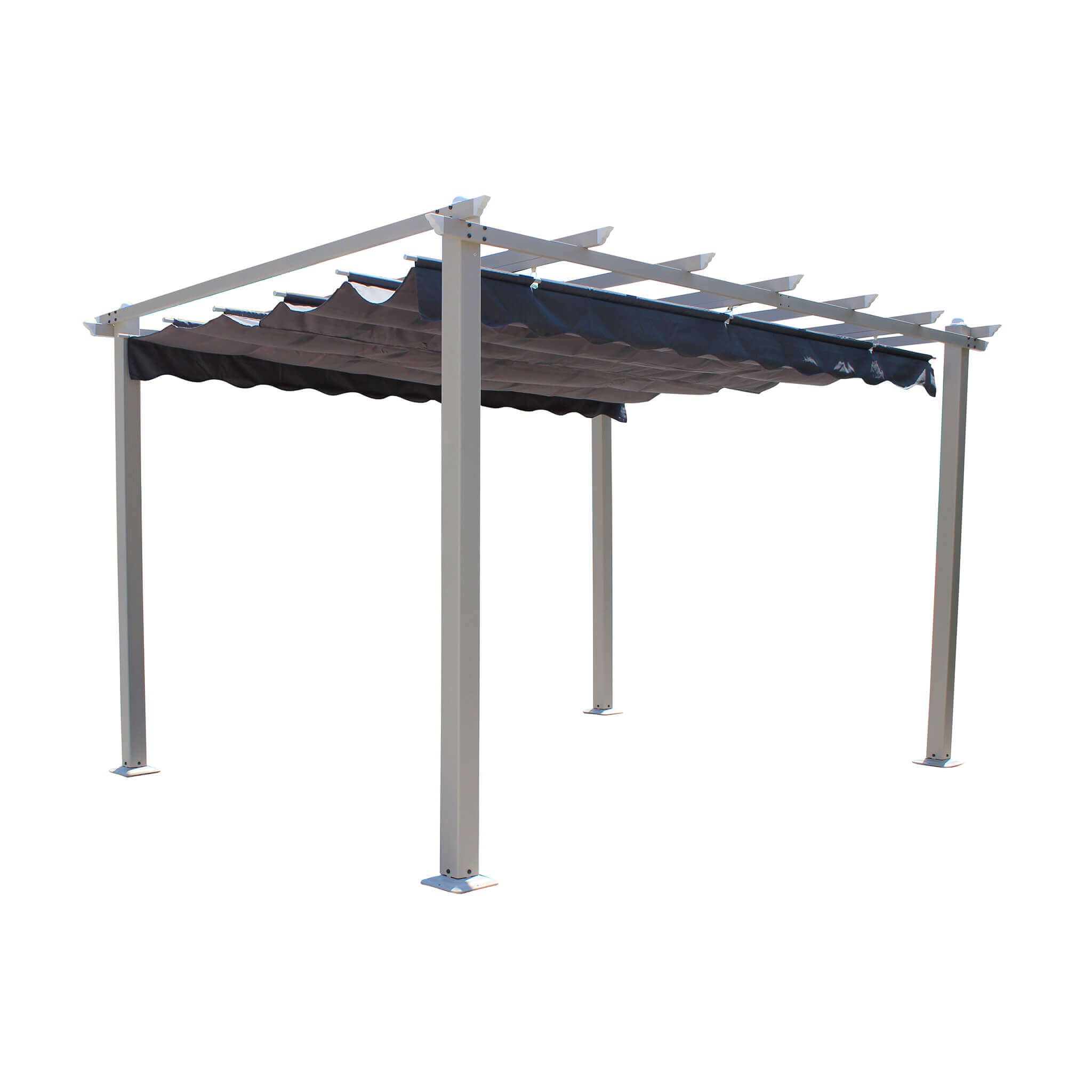 foto del prodotto pergola da giardino 3x4 m in alluminio tortora telo grigio