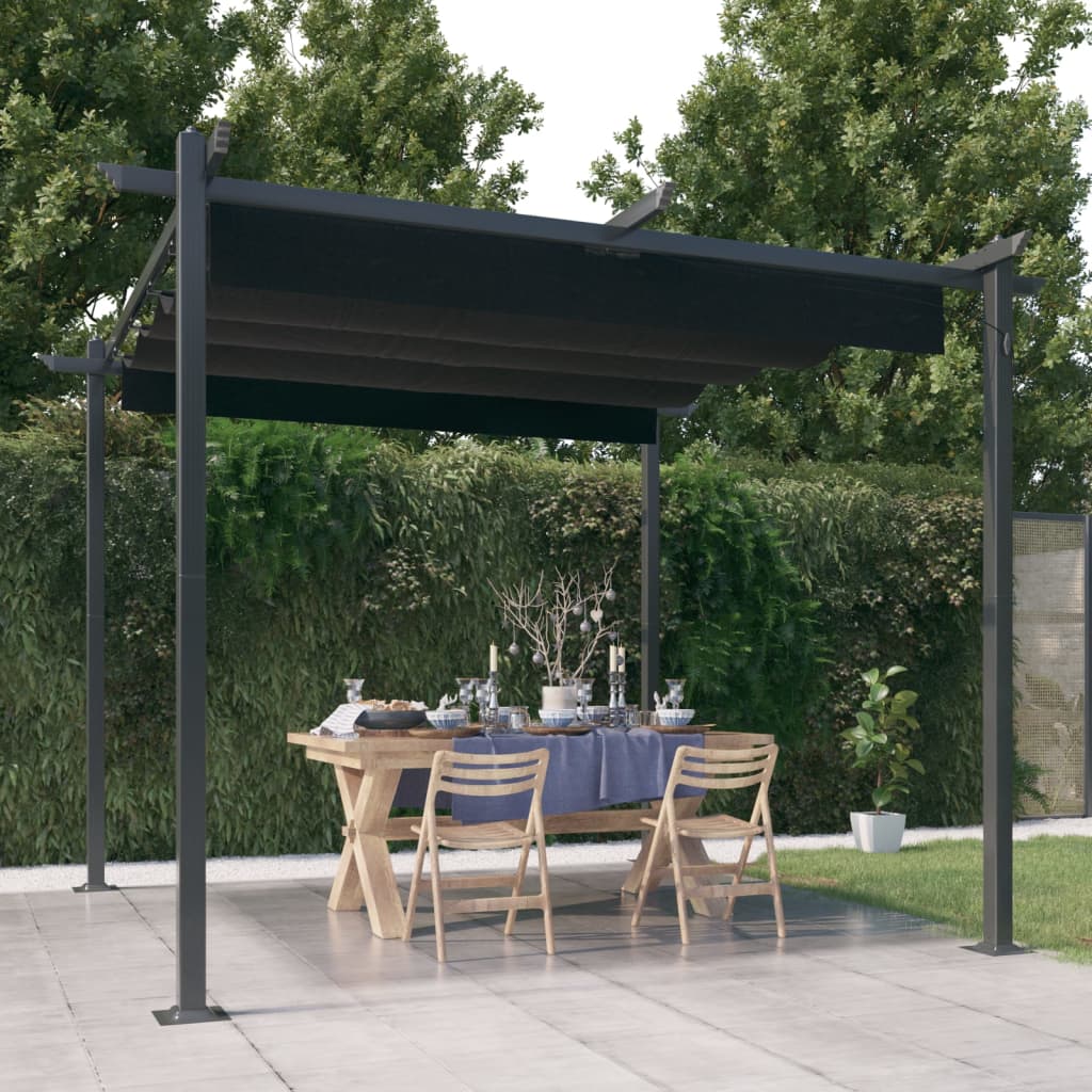 foto del prodotto pergola da giardino con tetto retrattile 3x3 m antracite