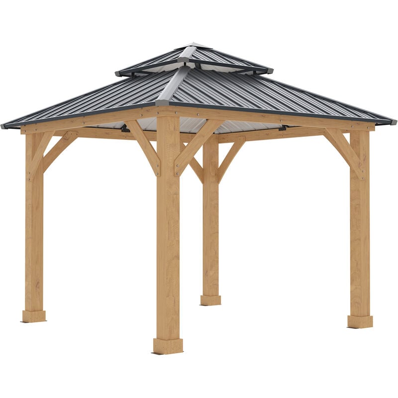 foto del prodotto pergola da giardino gardiun denver 8,76 m2 287x287x300 cm legno laminato pali 14x14 cm doppia copertura in acciaio fissaggio incluso