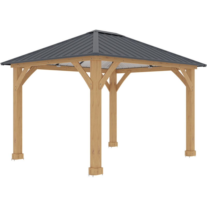 foto del prodotto pergola da giardino gardiun tucson 10,72 m2 362x297x283 cm legno laminato pali 14x14 cm copertura in acciaio fissaggio incluso