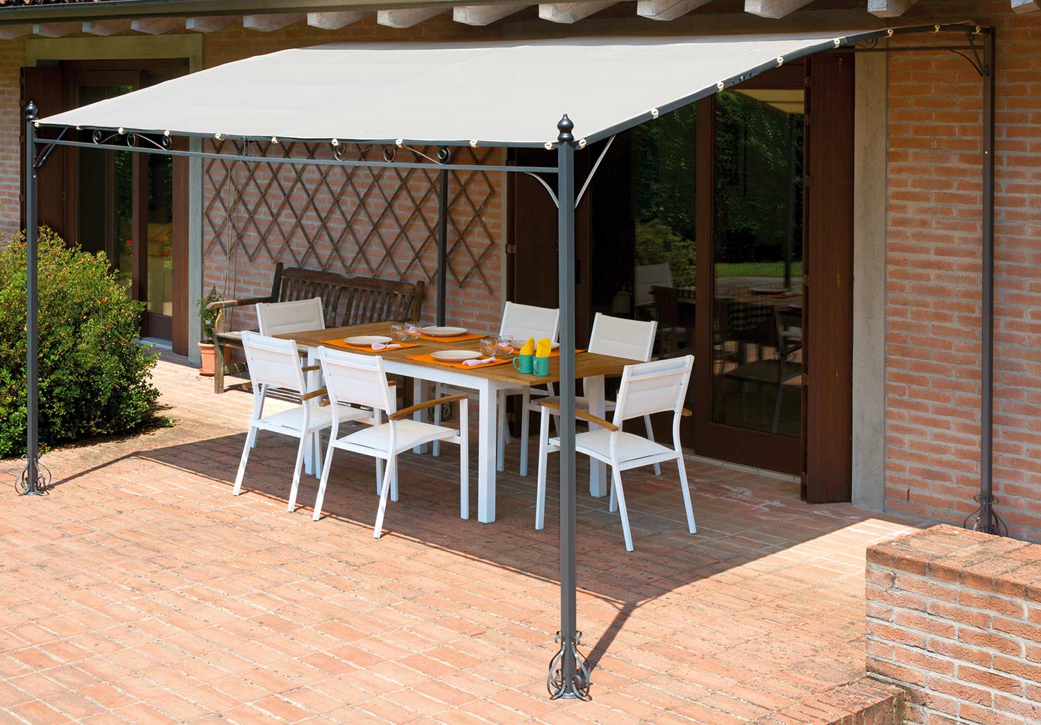 foto del prodotto pergola da giardino in ferro 4x3m vorghini chains sabbia