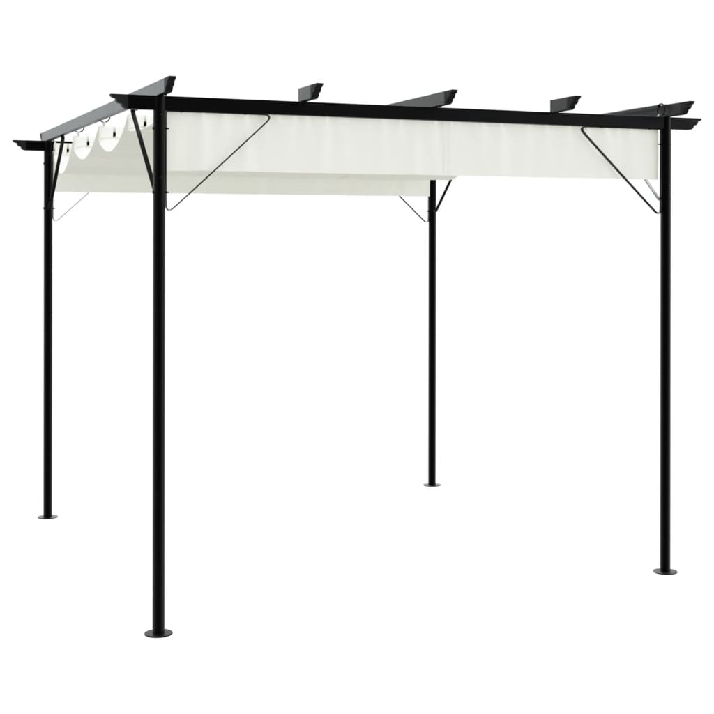 foto del prodotto pergola da giardino tetto retrattile bianco crema 3x3 m acciaio cod mxl 75606