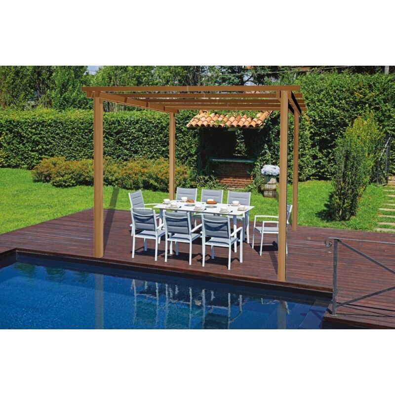 foto del prodotto pergola in legno 3x3 cm, in pino massello impregnato 9x9 cm, altezza 240 cm