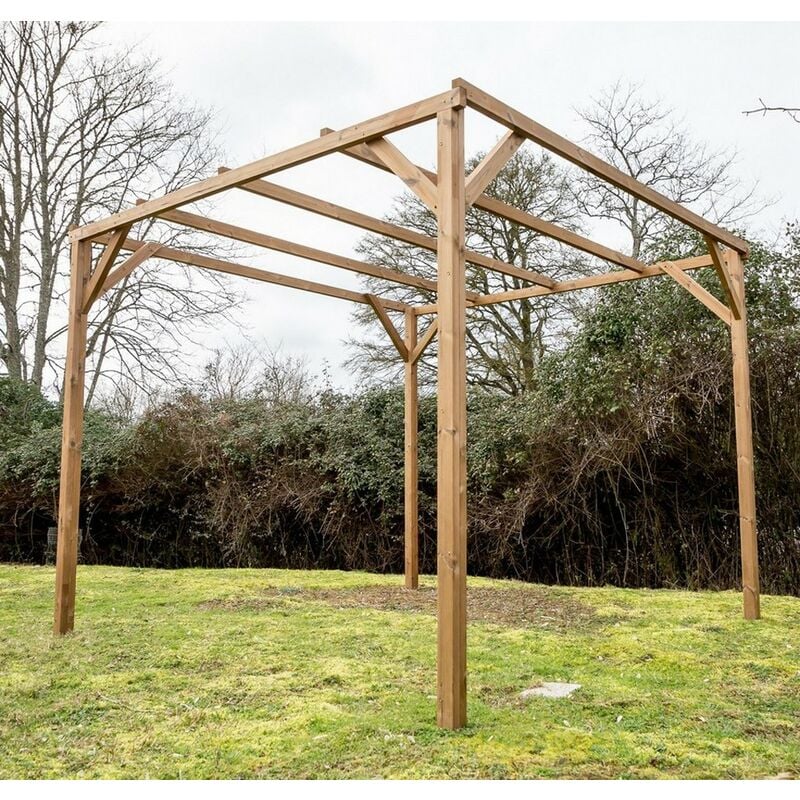 foto del prodotto pergola in legno 3x3 gazebo carport posto auto da giardino garage no copertura