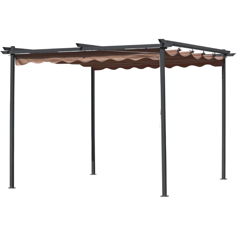foto del prodotto pergola mt.3x3 gazebo acciaio con telo retrattile scorrevole giardino gdr
