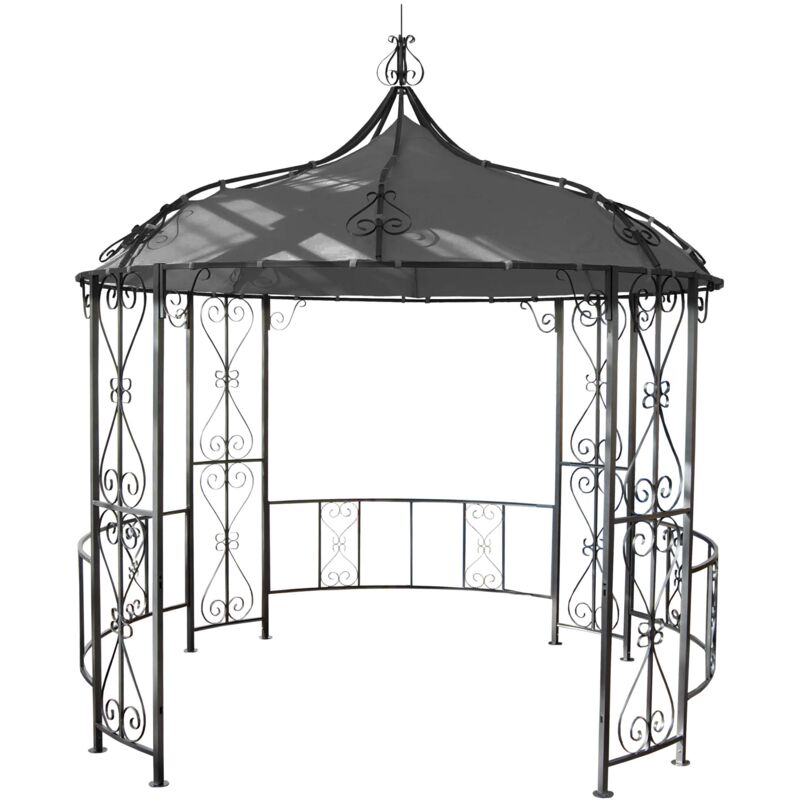foto del prodotto pergola padiglione arco da giardino pergolato rotondo tendone per ricevimenti robusto telaio in acciaio 3 m grigio 040004060