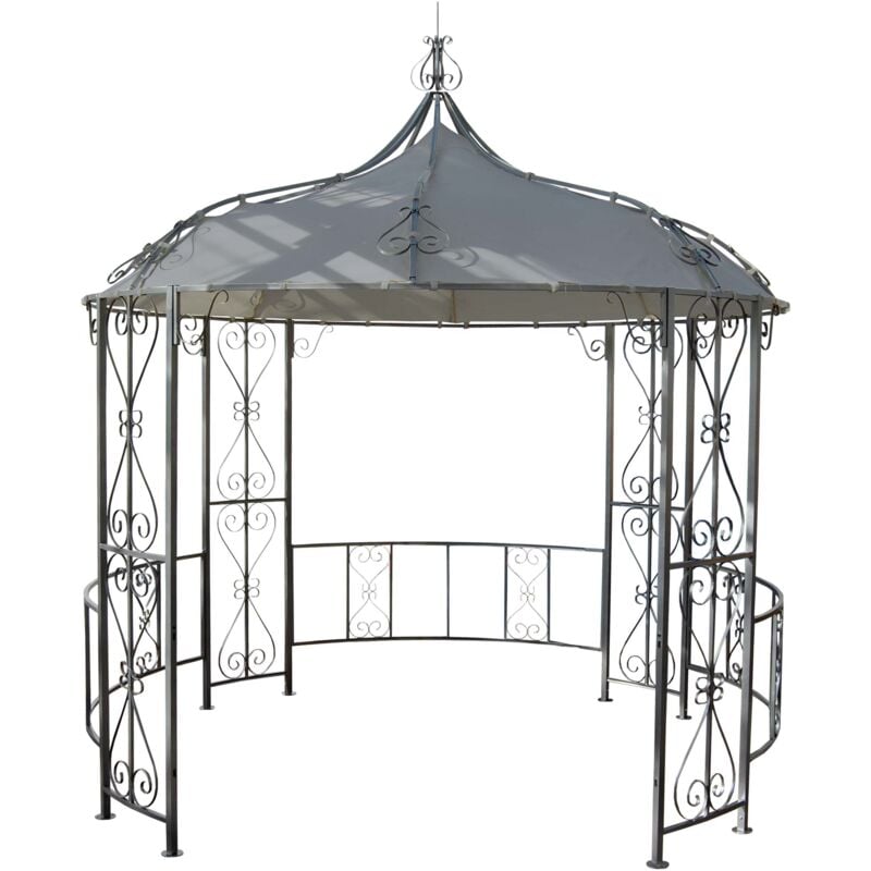 foto del prodotto pergola padiglione arco da giardino pergolato rotondo tendone per ricevimenti robusto telaio in acciaio 3 m grigio chiaro 040004061