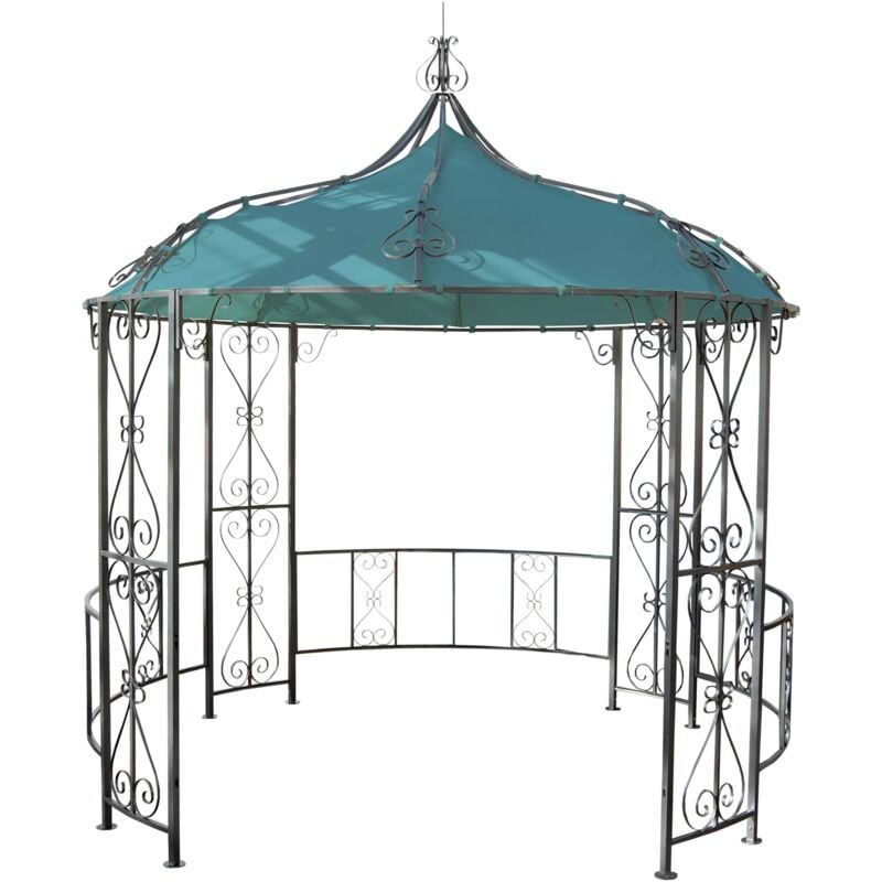 foto del prodotto pergola padiglione arco da giardino pergolato rotondo tendone per ricevimenti robusto telaio in acciaio 3 m turchese 040004063