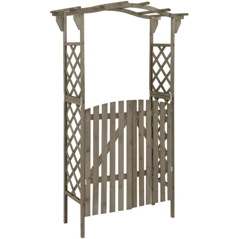 foto del prodotto pergolato con cancello 116x40x204 cm grigio in legno di abete vidaxl
